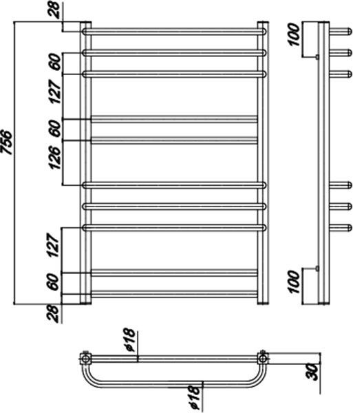 Полотенцесушитель водяной Ravak Cube 500x800