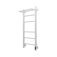 Полотенцесушитель электрический Grota Alto 430х1000 RAL9016 EL 100x45 см, подключение справа, слева, скрытое подключение справа, матовый белый, лесенка, из стали, с полкой