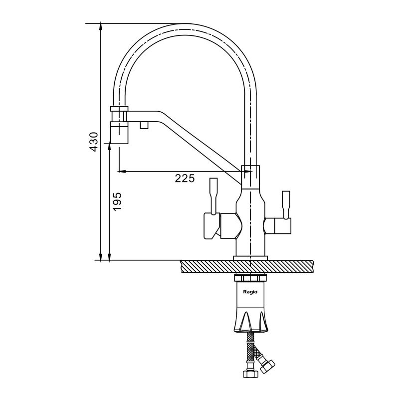 Смеситель для кухни с подключением фильтра Raglo R81.62.03, золотой сатин