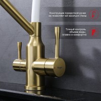 Смеситель для кухни с подключением фильтра Raglo R81.62.03, золотой сатин
