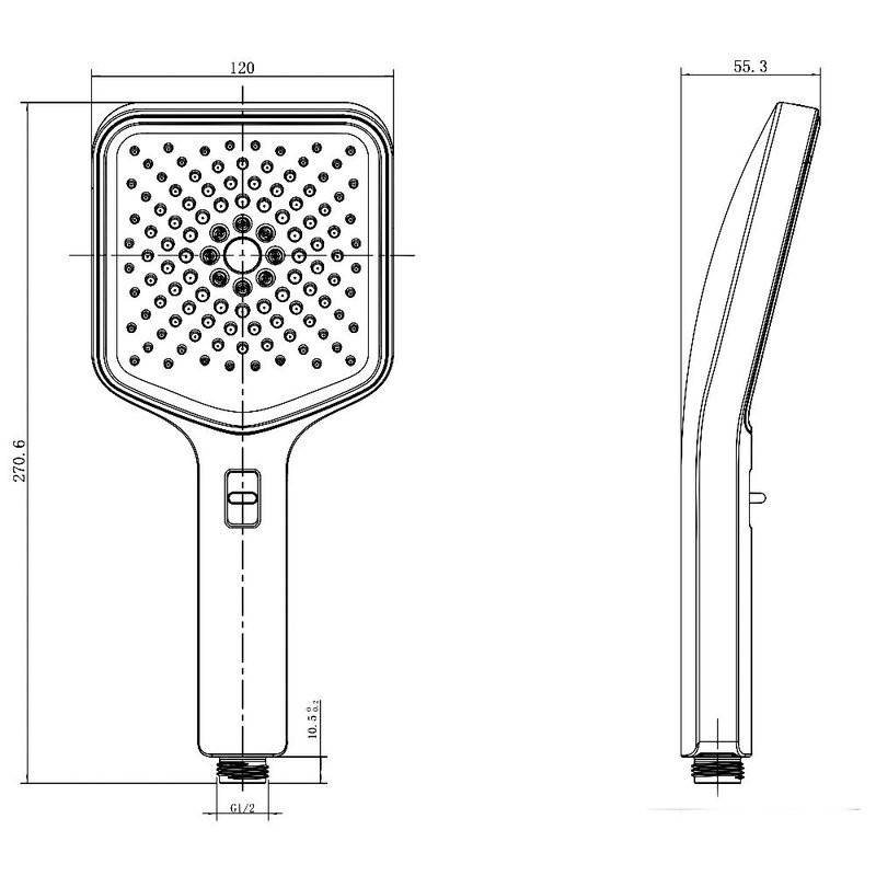 Лейка для душа 120 мм, 3 режима, черный, AQUAme AQM8502B