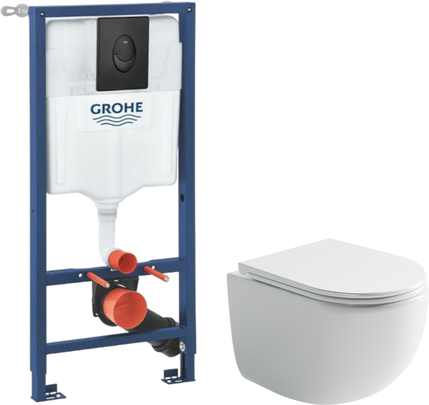Комплект Унитаз подвесной Ceramicanova UP Rimless CN4007 белый + Инсталляция Grohe Rapid SL 1000044 3 в 1 с панелью смыва