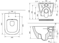 Комплект Унитаз подвесной STWORKI Карлстад 5610 безободковый, с микролифтом + Инсталляция EWRIKA ProLT 0026-2020 + Кнопка 0054 черная матовая