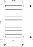 Полотенцесушитель электрический Ника Step-2 100/50 черный матовый, R