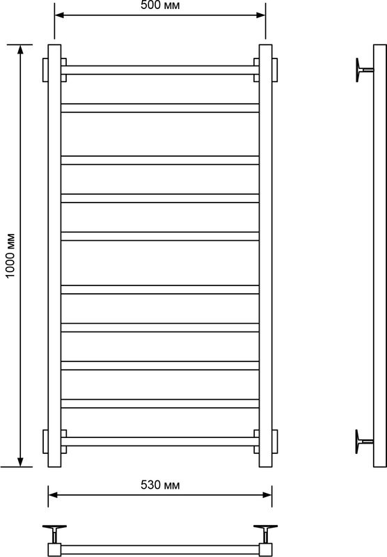 Полотенцесушитель электрический Ника Step-2 100/50 черный матовый, R