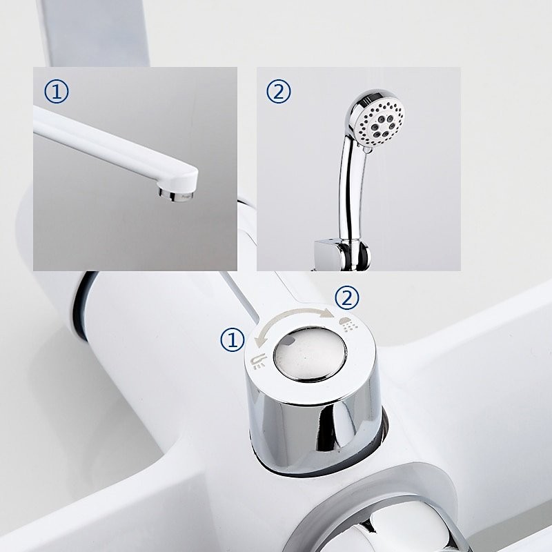 Смеситель с длинным изливом для ванны Frap H41 F2241 белый, хром