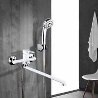 Смеситель с длинным изливом для ванны Frap H41 F2241 белый, хром