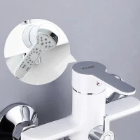 Смеситель с длинным изливом для ванны Frap H41 F2241 белый, хром