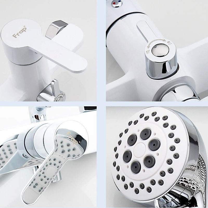 Смеситель с длинным изливом для ванны Frap H41 F2241 белый, хром