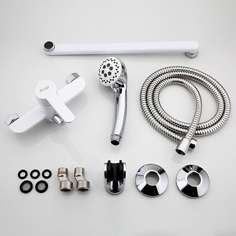 Смеситель с длинным изливом для ванны Frap H41 F2241 белый, хром