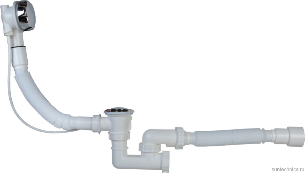 Слив-перелив для ванны EWRIKA 0100101011 40 мм, полуавтомат, хром, с сифоном