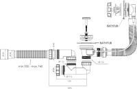 Слив-перелив для ванны EWRIKA 0100101011 40 мм, полуавтомат, хром, с сифоном