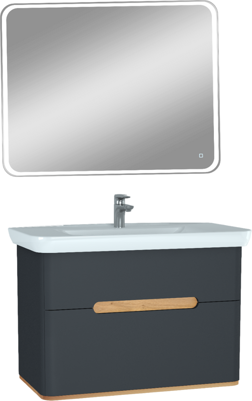 Мебель для ванной комнаты VitrA Sento 100 с LED подсветкой, матовый антрацит