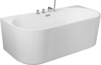 Акриловая ванна Esbano Aruba 170x80 см, пристенная, белая, на ножках, со смесителем, со сливом-переливом, с донным клапаном