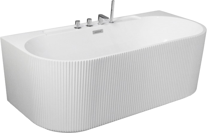 Акриловая ванна Esbano Aruba 170x80 см, пристенная, белая, на ножках, со смесителем, со сливом-переливом, с донным клапаном
