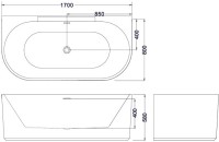 Акриловая ванна Esbano Aruba 170x80 см, пристенная, белая, на ножках, со смесителем, со сливом-переливом, с донным клапаном