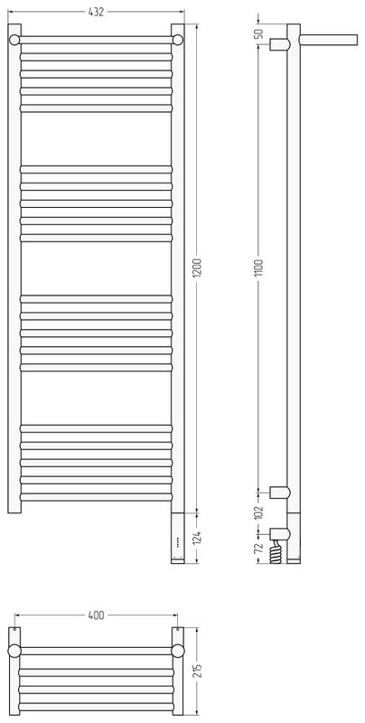 Полотенцесушитель электрический Сунержа Богема 3.1 15-6007-1240 130x45 см, подключение справа, темный титан муар, лесенка, с полкой