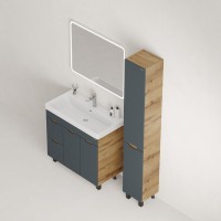 Мебель для ванной комнаты Onika Айленд 90 напольная, графит, дуб крафт золотой