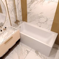 Акриловая ванна Lavinia Boho Catani L 170x80 см, левая, встраиваемая, белая, с каркасом