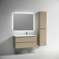 Тумба под раковину подвесная Sancos Folk правая 995х445х500 мм, c двумя ящиками оснащенными доводчиками, Капучино