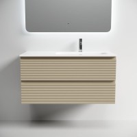 Тумба под раковину подвесная Sancos Folk правая 995х445х500 мм, c двумя ящиками оснащенными доводчиками, Капучино