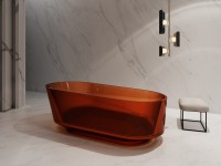 Акриловая ванна Abber Kristall AT9706 Opal 170x80 см, отдельностоящая, коричневая, овальная, с донным клапаном