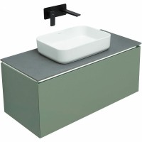 Мебель для ванной комнаты Allen Brau Infinity 100 1+1, подвесная, олива матовый, столешница графит