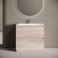 Тумба с раковиной Sancos Libra Floor 90 напольный, дуб галифакс натуральный, раковина СN7019