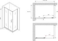 Душевой уголок Abber Schwarzer Diamant AG301305-S705 130х70, профиль хром, стекло прозрачное