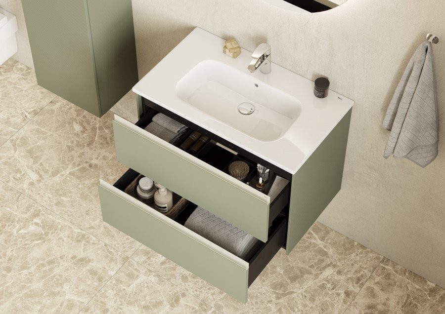 Тумба с раковиной Roca Ona Olive 80 оливковая матовая, раковина 32799C000