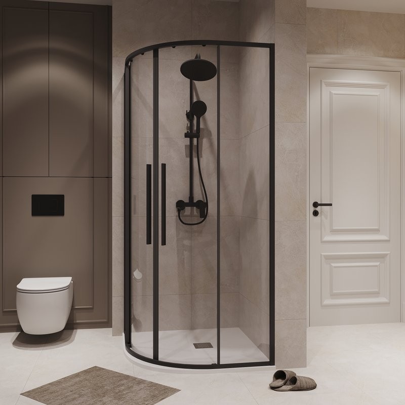 Душевой уголок Niagara Nova NG-6825-34BLACK 80x80, профиль черный матовый, стекло прозрачное