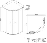 Душевой уголок Niagara Nova NG-6825-34BLACK 80x80, профиль черный матовый, стекло прозрачное