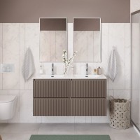 Мебель для ванной комнаты BelBagno Uno 120 подвесная, 4 ящика, матовая бежевая