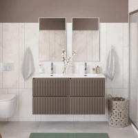 Мебель для ванной комнаты BelBagno Uno 120 подвесная, 4 ящика, матовая бежевая