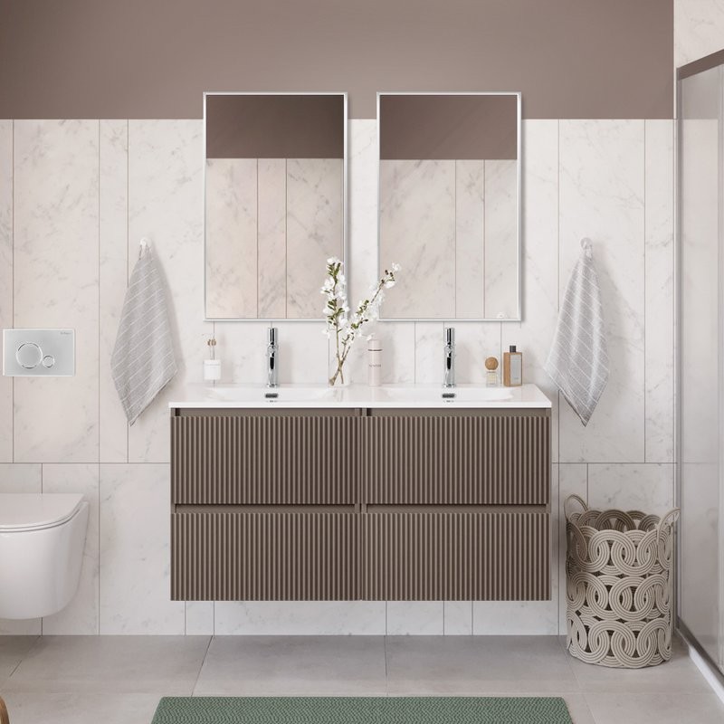 Мебель для ванной комнаты BelBagno Uno 120 подвесная, 4 ящика, матовая бежевая