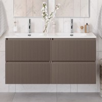 Мебель для ванной комнаты BelBagno Uno 120 подвесная, 4 ящика, матовая бежевая