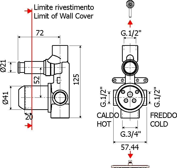 Встраиваемый смеситель для душа и ванны Plumberia Selection Ixo XO1001NO С ВНУТРЕННЕЙ ЧАСТЬЮ, матовый черный