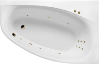 Акриловая ванна Excellent Kameleon Line R 170x110 см, угловая, правая, встраиваемая, с гидромассажем, белая, асимметричная, с каркасом, со сливом-переливом, фурнитура бронза