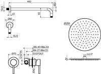 Душевой комплект Plumberia Selection Ixo KITXO01OR С ВНУТРЕННЕЙ ЧАСТЬЮ, золото 24к