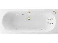 Акриловая ванна Excellent Oceana Slim Line 180x80 см, встраиваемая, с гидромассажем, белая, с каркасом, со сливом-переливом, фурнитура бронза