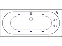 Акриловая ванна Excellent Oceana Slim Line 180x80 см, встраиваемая, с гидромассажем, белая, с каркасом, со сливом-переливом, фурнитура бронза