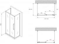 Душевой уголок Abber Schwarzer Diamant AG30150H-S90-S90 150x90, профиль хром, стекло прозрачное