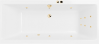 Акриловая ванна Excellent Pryzmat Slim Line 180x80 см, встраиваемая, с гидромассажем, белая, с каркасом, со сливом-переливом, фурнитура золото