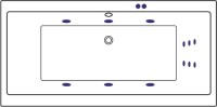 Акриловая ванна Excellent Pryzmat Slim Line 180x80 см, встраиваемая, с гидромассажем, белая, с каркасом, со сливом-переливом, фурнитура золото
