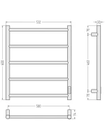Полотенцесушитель электрический Стилье Формат 27 17528-6050 60x55 см, подключение справа, скрытое подключение справа, глянцевый черный, лесенка