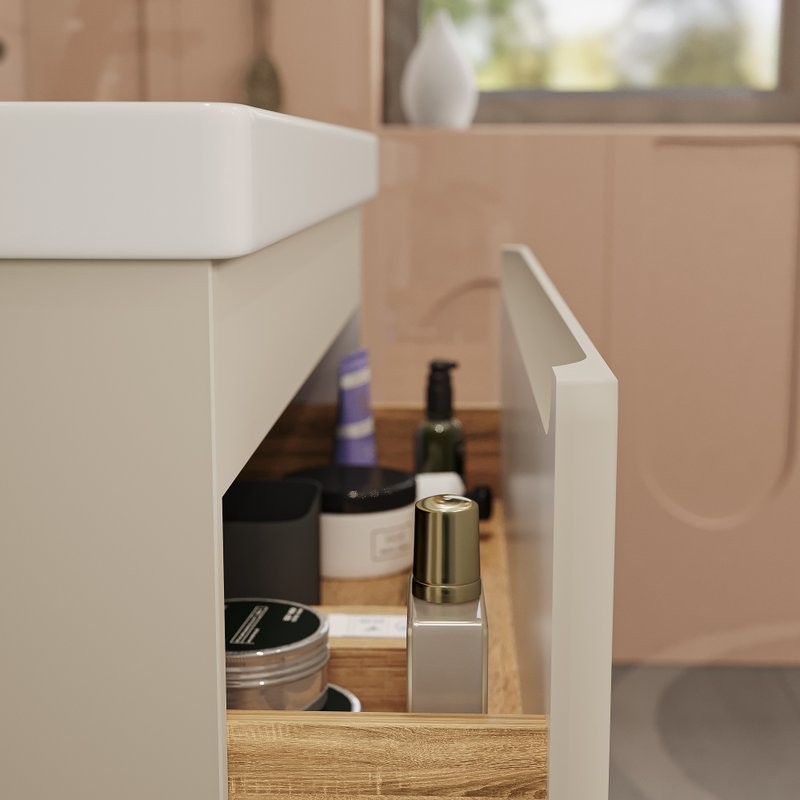 Тумба с раковиной SanStar Riana 50 подвесная, cappuccino, раковина Фостер 50