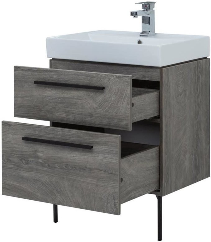 Тумба с раковиной Aquanet Nova 60 2 ящика, дуб рошелье
