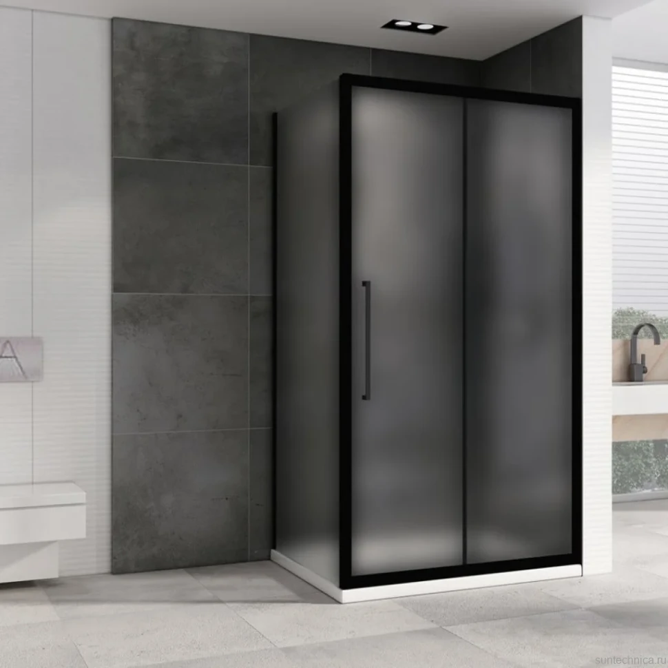 Душевой уголок Abber Schwarzer Diamant AG30130BMH-S90BM 130x90, профиль черный,  стекло матовое