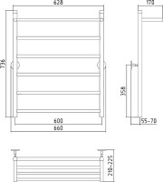Полотенцесушитель водяной Стилье Универсал-54 00654-8060 75x65 см, глянцевый хром, лесенка, с полкой