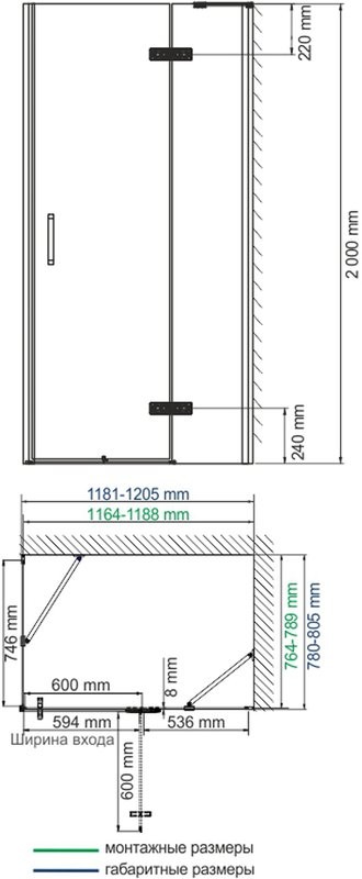 Душевой уголок Wasserkraft Aller 10H06R 120x80 см